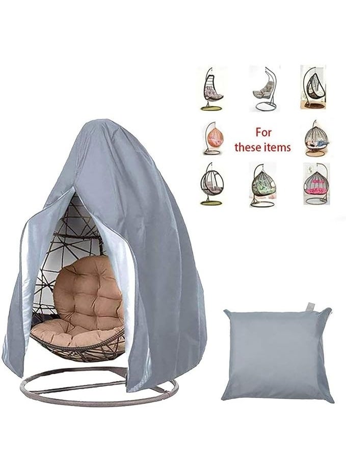 Patio Hanging Egg Chair Cover, Double 210D Fabric Oxford Waterproof Swinging Chair Cover, Veranda Patio Cocoon Egg Chair Garden Furniture Cover with Drawstring (No Chair) (190 x 115cm,Grey) - Image 1